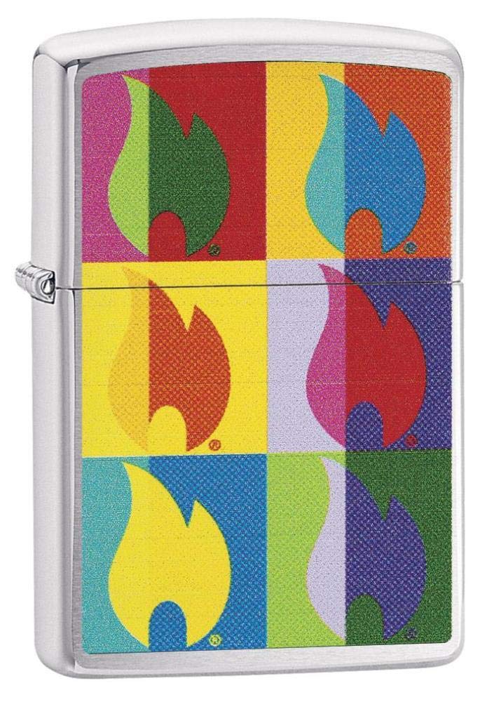 Zippo Unisex Abctract Flame Design Windproof Pocket Lighter - Brushed Chrome, One Size