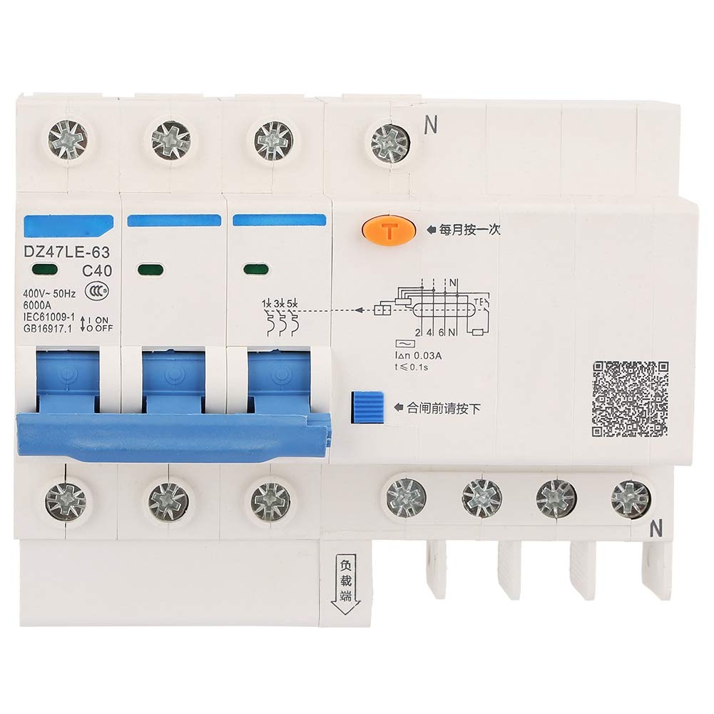 Earth Leakage Circuit Breaker, DZ47LE63 3P+N C40 40A 400V Earth