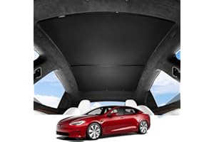 BASENOR 2026-2022 Tesla Model S Sunshade Roof [No Gap] Glass Roof Sunshade UV Protection Foldable Sunroof Shade Top Window Cover for Model S/Model S Plaid Heat Insulation Upgraded Black