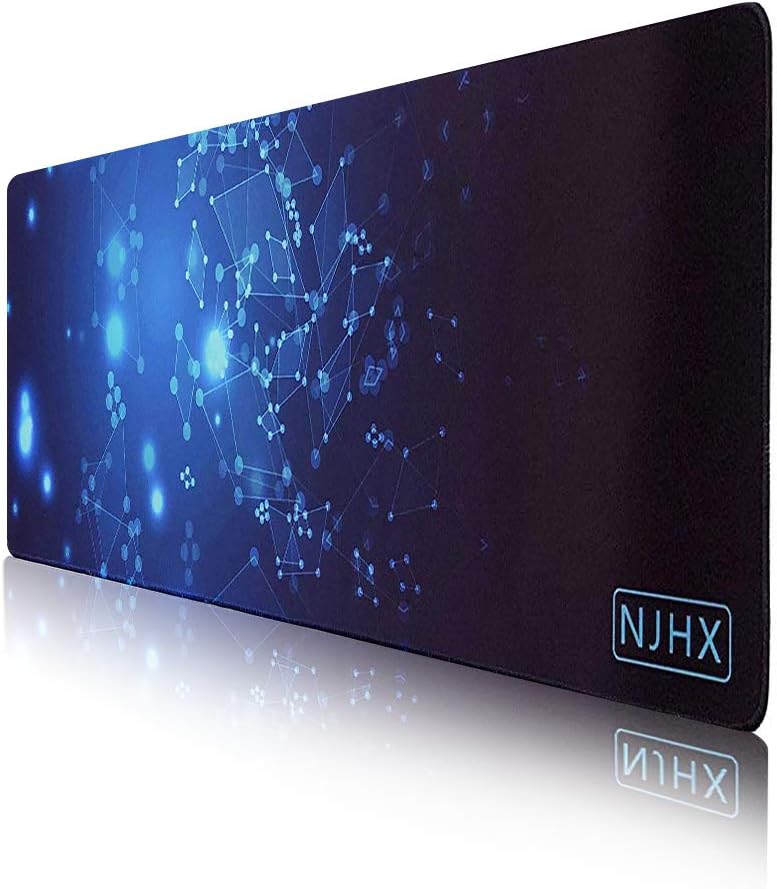 Gaming Large Mouse Pad with Stitched Edges- Extended XXL Mouse Mat with Nonslip Natural Rubber Base and Waterproof Surface, Foldable 4mm Thick Keyboard Pad
