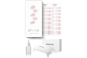 ohora Semi-Cured Gel Nail Strips Value Set (N Essential French Starter Kit) Includes Full Size Lamp and Mini Remover, Salon-Quality, Long Lasting, Easy to Apply & Remove