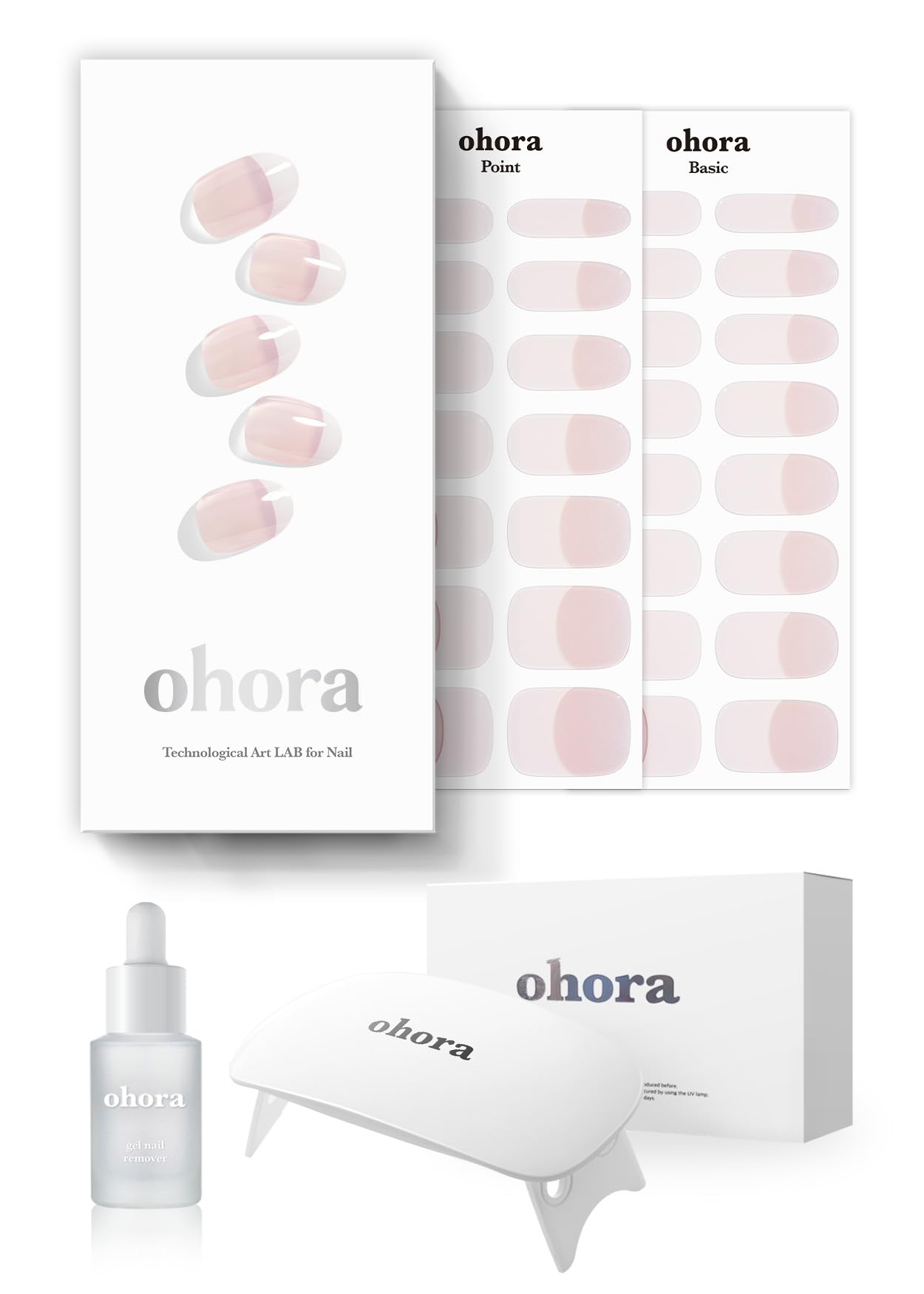 Photo 1 of ohora Semi-Cured Gel Nail Strips Value Set (N Essential French Starter Kit) Includes Full Size Lamp and Mini Remover, Salon-Quality, Long Lasting, Easy to Apply & Remove