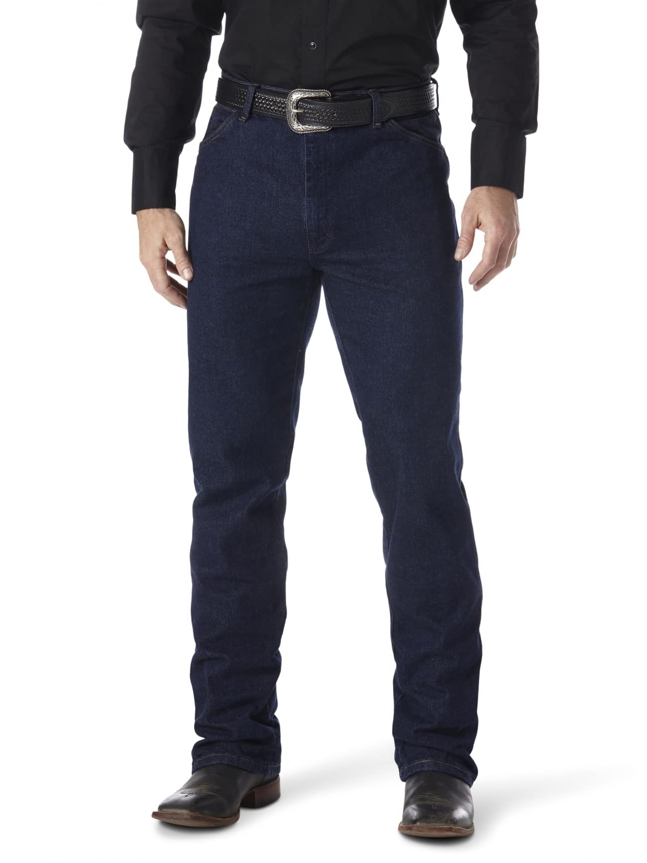 Photo 1 of Wrangler Mens Cowboy Cut Regular Fit Straight Jeans, Navy Stretch, 34W x 30L US