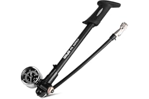 High Pressure Shock Pump (300 PSI Max) Fork & Rear Suspension Lever Lock on Nozzle No Air Loss (Black) (Black)
