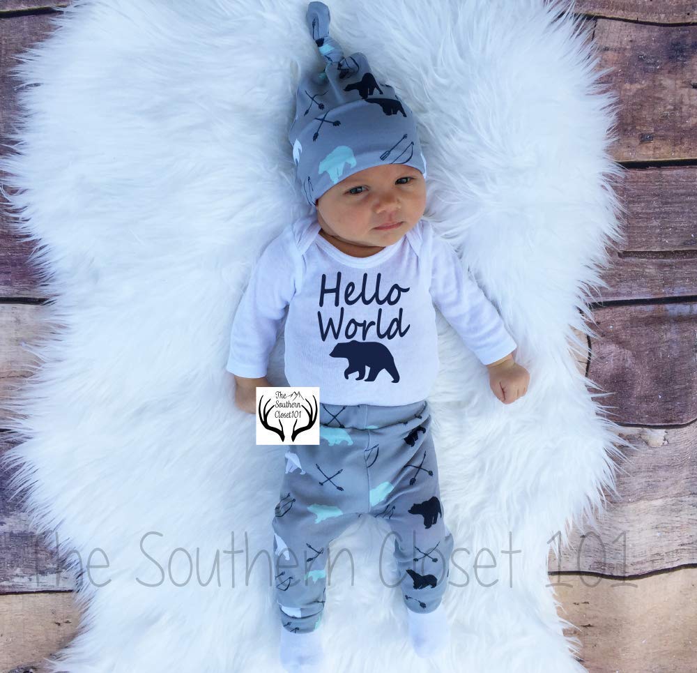 hello world baby boy coming home outfit