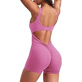 YEOREO One Piece Workout Jumpsuits for Women Backless Tummy Control Sleeveless Jumpsuits Lizvette V Back Scrunch Yoga Romper