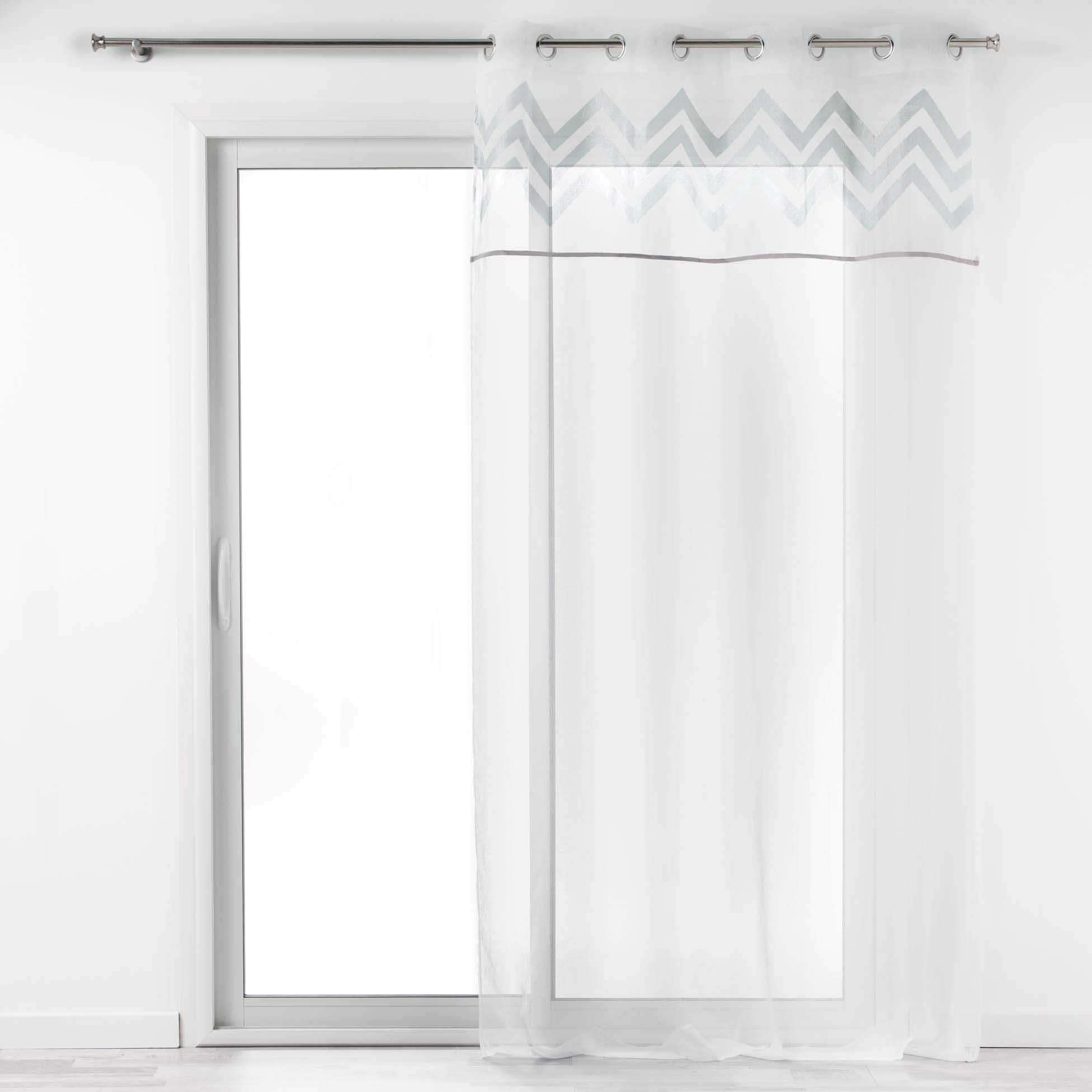 Douceur d'Intérieur White/Silver Eyelet Curtain 140 x 240 cm