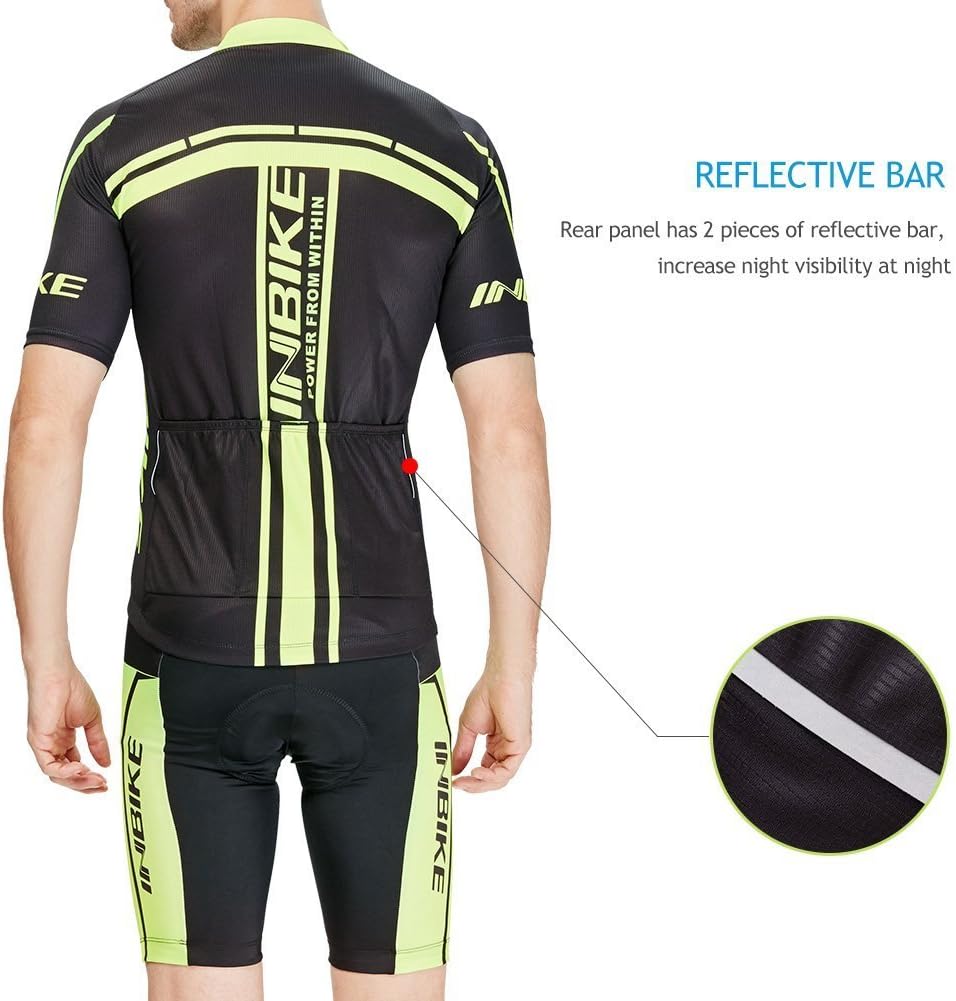 INBIKE Men's Cycling Jersey Set Short Sleeve Full Zip Moisture Wicking Breathable Quick-Dry, Bike Shirt with 3D Padded Shorts : Clothing