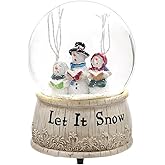 Christmas Musical Snow Globe Polystone Water Glass Snow Globe for Holiday, Snowman(Let it Snow)