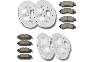 ACINOPARTS Front and Rear Drilled and Slotted Brake Rotors Ceramic Brake Pads Brake Kit Suitable for Cadillac Escalade GMC Yukon Chevy Silverado 1500 Tahoe