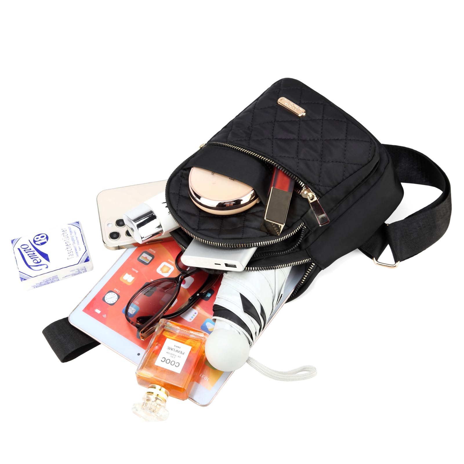 Small Sling Backpack for Women, Chest Bag Daypack Crossbody for Travel Sport Running Hiking Black