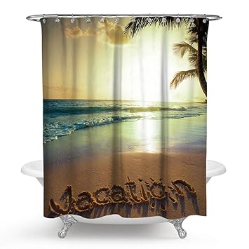 Amazon Com Chengsan Summer Decor Shower Curtain Coastal Beach