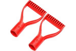 MroMax Shovel D Grip Handle, 1-1/4" Inner Diameter 32mm PVC Spade Snow Shovel Replacement Handle Garden Accessories for Digging Raking Tool Red 2Pcs
