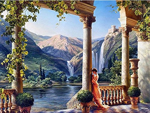 Paint by Numbers Kit Diy Oil Painting with Oil Paints Brushes for Adults Kids Beginner, Creative Gift Decorations16x20 inches - Ancient Greek Goddess Temple (Without Frame)