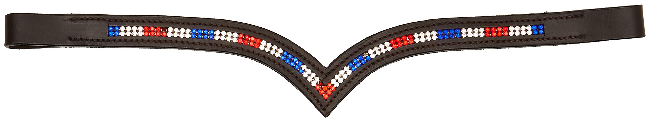 Cwel Equine (V) Shaped 2 Row *Team GB* Crystal Browband BROWN FULL/COB (COB 15")