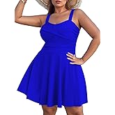 Sovoyontee Women Plus Size Tankini Swimsuit Two Piece Flowy Swimdress Bathing Suits with Shorts