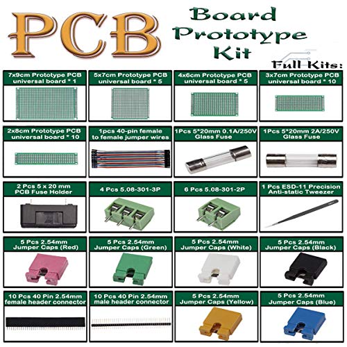 Moi Doi Double Sided PCB Board Prototype Kit,Universal Printed Circuit Board,Prototype Paper PCB Universal Experiment Matrix Circuit Board Kit,for DIY Soldering and Electronic Project,136 Pcs