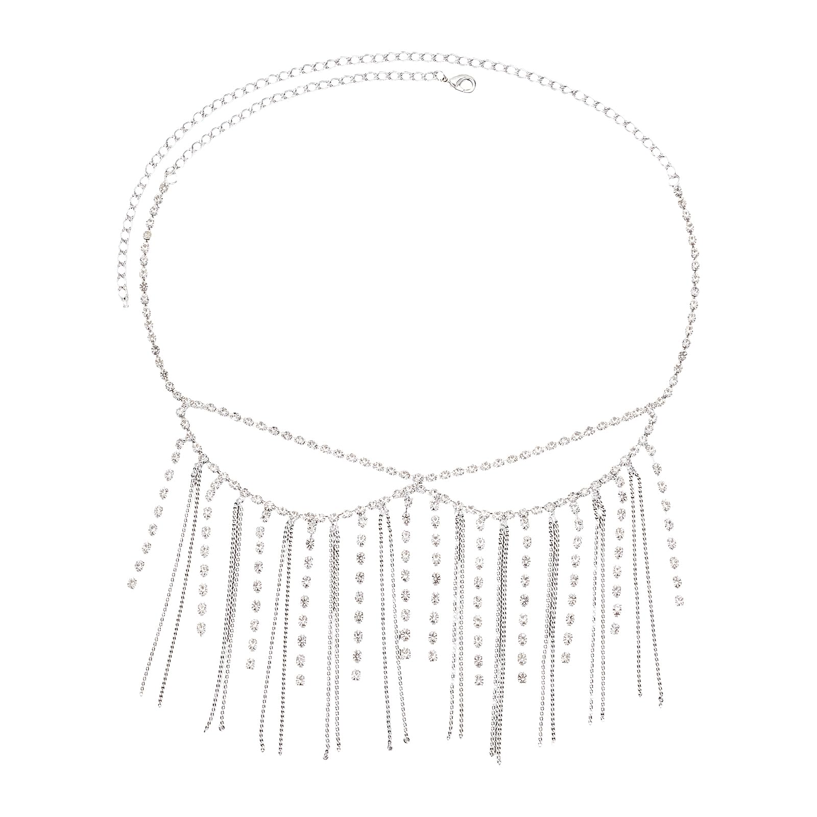 NICENEEDED Tassel Rhinestone Face Chain, Alloy Vintage Masquerade Mask Headwear Mask Chains Women's Tassel Chain, Shiny Mask Chain Sparkly Party Jewelry Accessories for Halloween