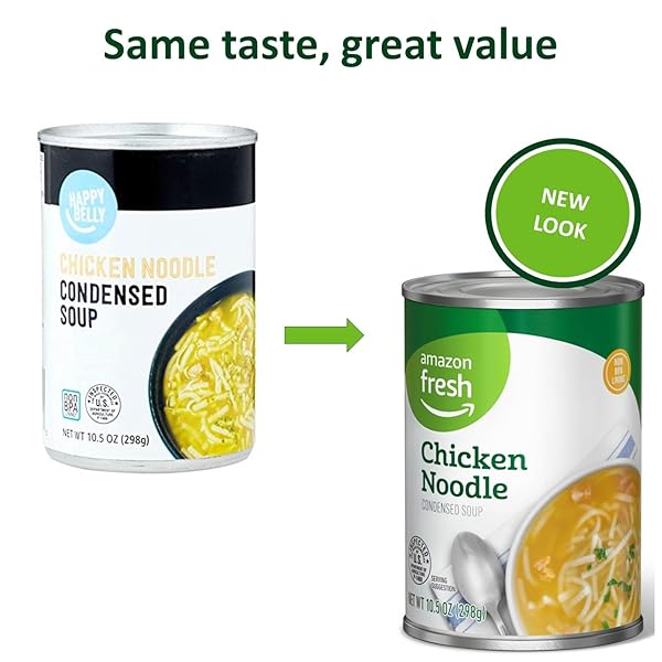 AMAZON FRESH, CHICKEN NOODLE, CONDENSED SOUP, 10.5 OZ (PREVIOUSLY HAPPY BELLY, PACKAGING MAY VARY)