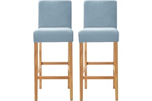 SONNACH Velvet Counter Stool Pub Chair Covers - Removable and Stretchable Slipcovers for a (2, Baby Blue)