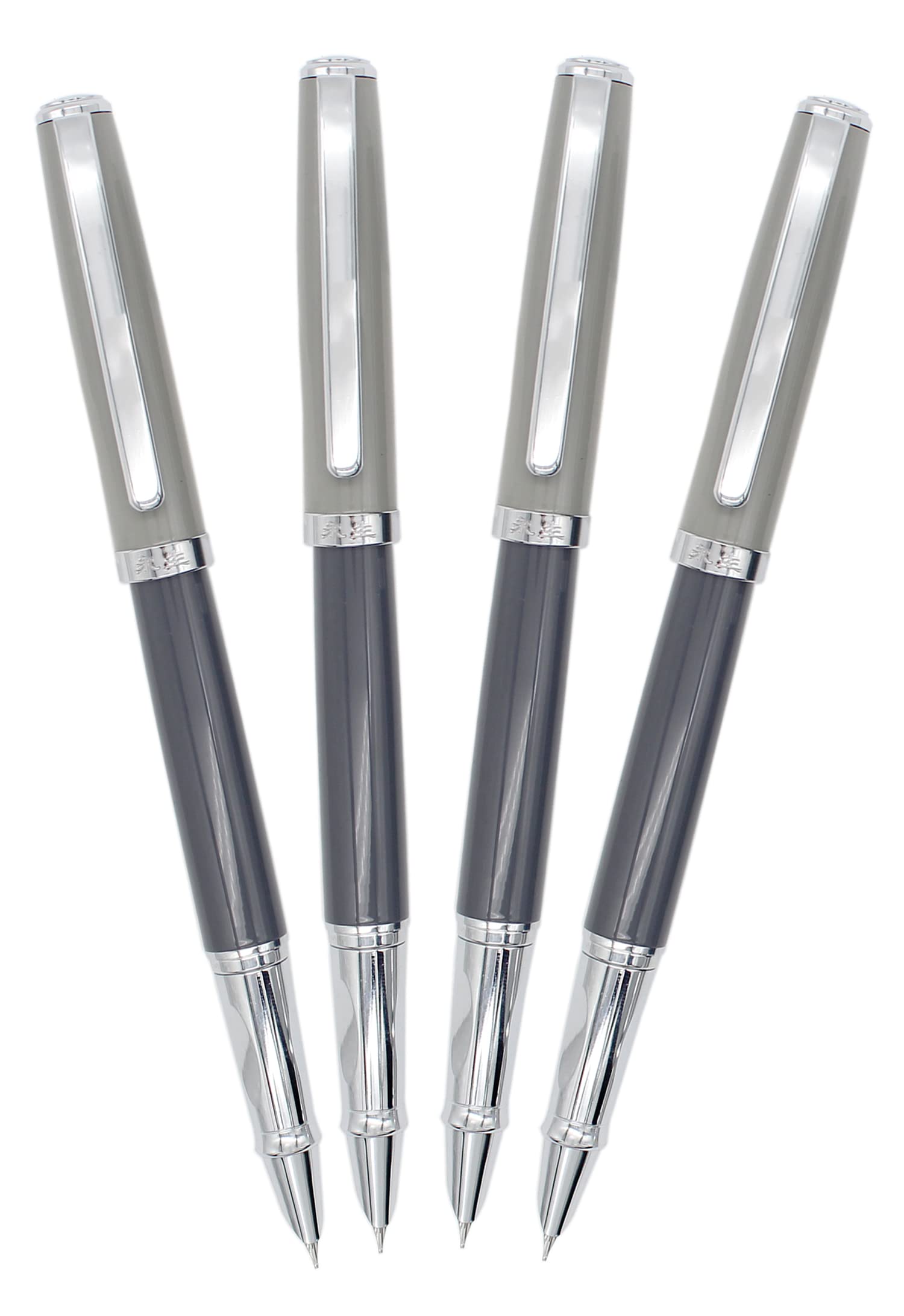 Gullor 4 Pieces Morandi Colorful Metal Fountain Pen, Ink Converter Pen, Fine Nib, Grey