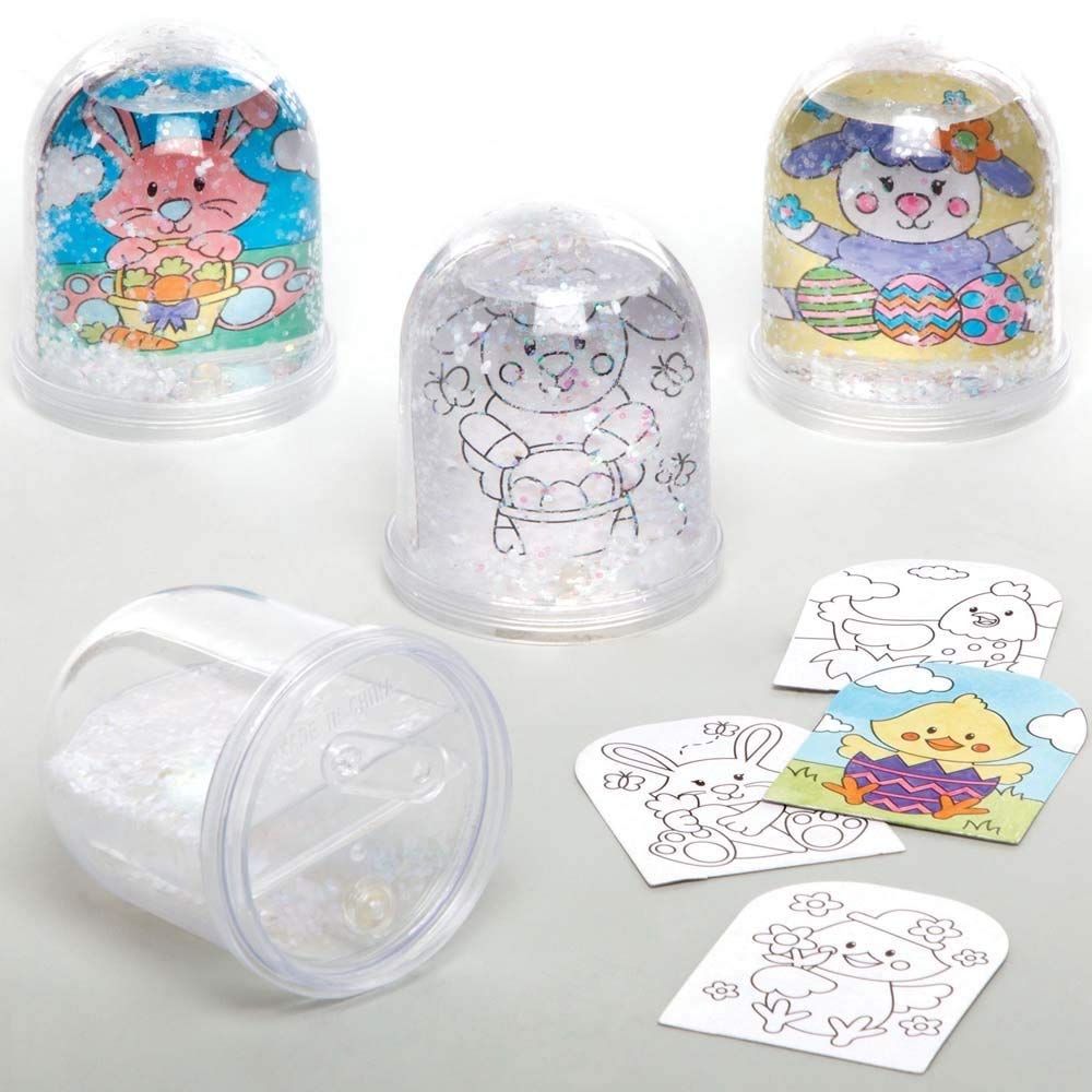 Baker Ross Easter Colour In Snow Globes - Pack of 4, Easter Crafts for Kids (AX777)