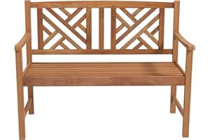 Giantex Outdoor Wooden Garden Bench - 2-Person Acacia Wood Loveseat with Armrests, Backrest, 800lbs Capacity, Patio Park Bench for Backyard, Front Porch Bench (Non-Foldable)