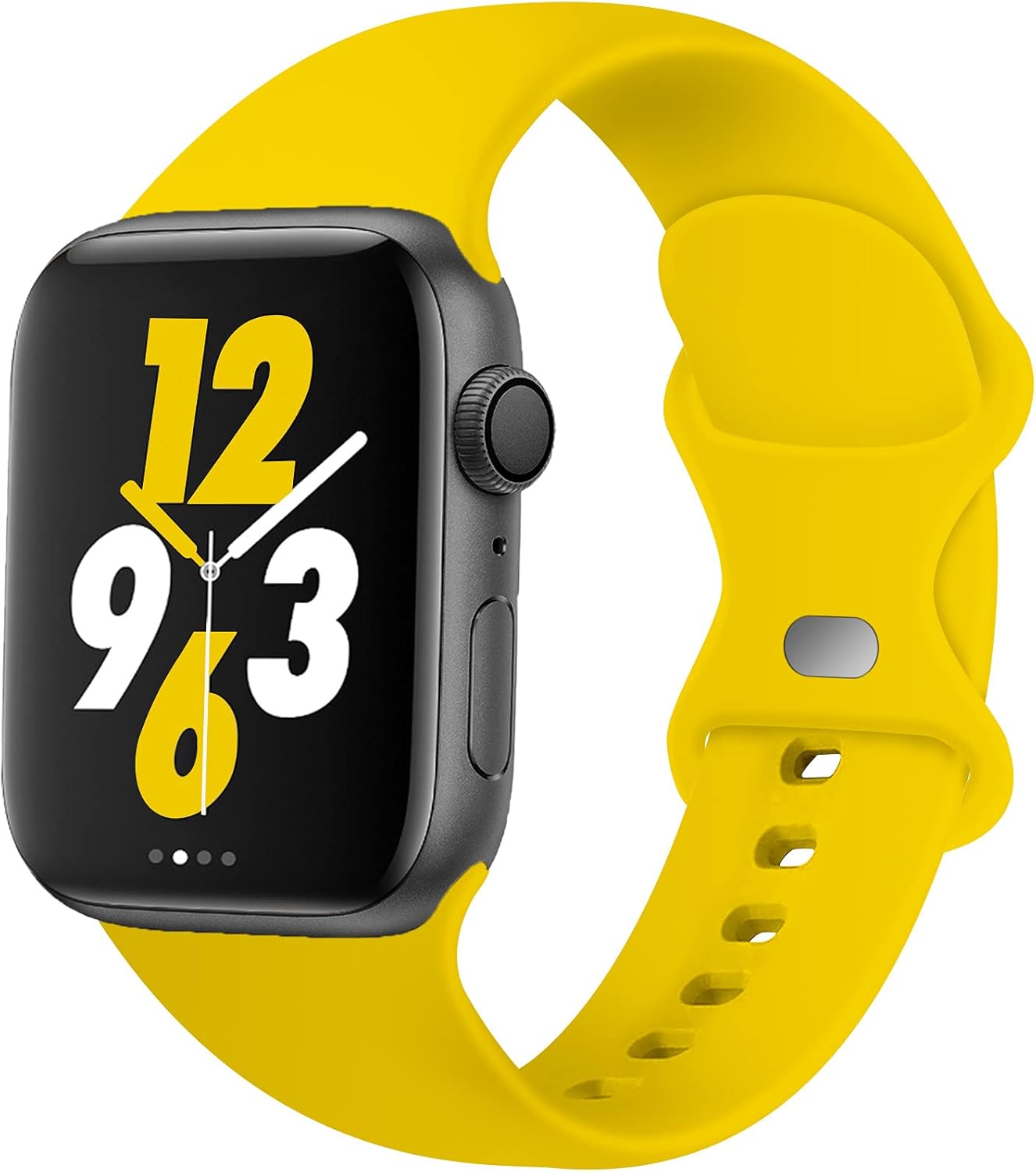 Acrbiutu Bands Compatible with Apple Watch 38mm 40mm 42mm 44mm, Replacement Soft Silicone Sport Strap for iWatch SE Series 6/5/4/3/2/1 Women Men, Yellow 42mm/44mm M/L