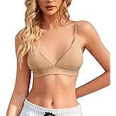 INIBUD Bralette for Women Triangle Cups Removable Padded Wire Free Pull On Closure