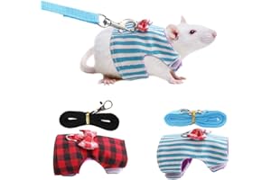 TNFEEON Pet Rabbit Traction Rope, Pet Small Animal Bunny Hamsters Harness Chest Strap Red Grid Blue Stripes 2 Pieces(S)