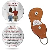 Wrappiness Daughter Pocket Hug from Mom - Always Remember Keychain with Leather Pocket and Token Coin Sentimental Gift