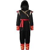 ReliBeauty Kids Ninja Costume for Boys,Black &amp; Red