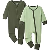 Bafeicao Baby Rayon of Bamboo Pajamas Sleeper with Mitten Cuffs Ribbed 2 Way Zipper Romper Long Sleeve Footless Pjs Sleepers