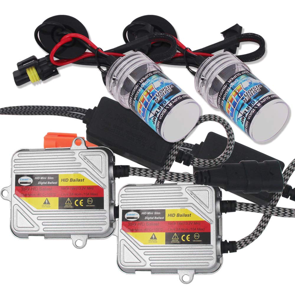 Eseastar H1 HID Conversion Kit with 2 6000K Xenon White Bulbs and 2 35W 12V Ballasts