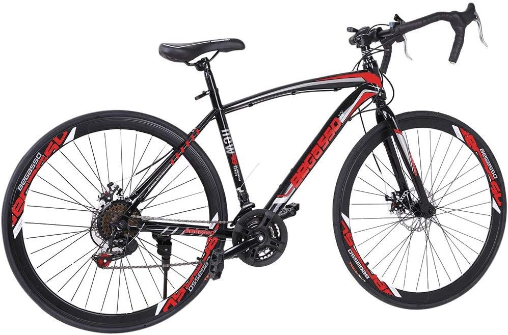 Lroplie R2 Commuter Aluminum Road Bike 21 Speed 700C Wheel Suspension Fork Rear Suspension Bicycles for Intermediate to Advanced Riders
