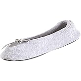 Isotoner Women’s Classic Terry Ballerina Slipper: Soft, Breathable, Terry Lined, Satin Bow, Secure Fit