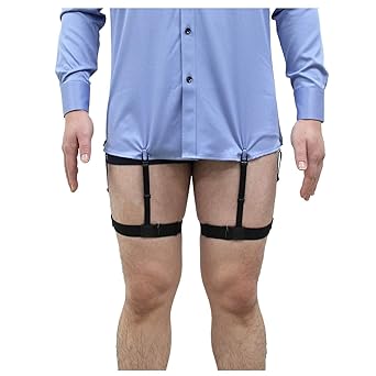 Jelinda Herren Hemd Aufenthalte Bein Schenkel elastisch Strumpfband Sport Straps Gürtel mit Rutschfest Sperrung Schellen