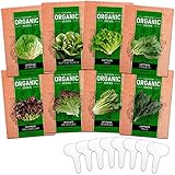 8 Heirloom Lettuce and Leafy Greens Seeds - Over 1000 Seeds - Non GMO Bulk Lettuce Seeds for Planting - Kale, Spinach, Butter, Oak, Romaine, Iceberg, Bibb - Prepper Supplies, Hydroponic, Home Garden