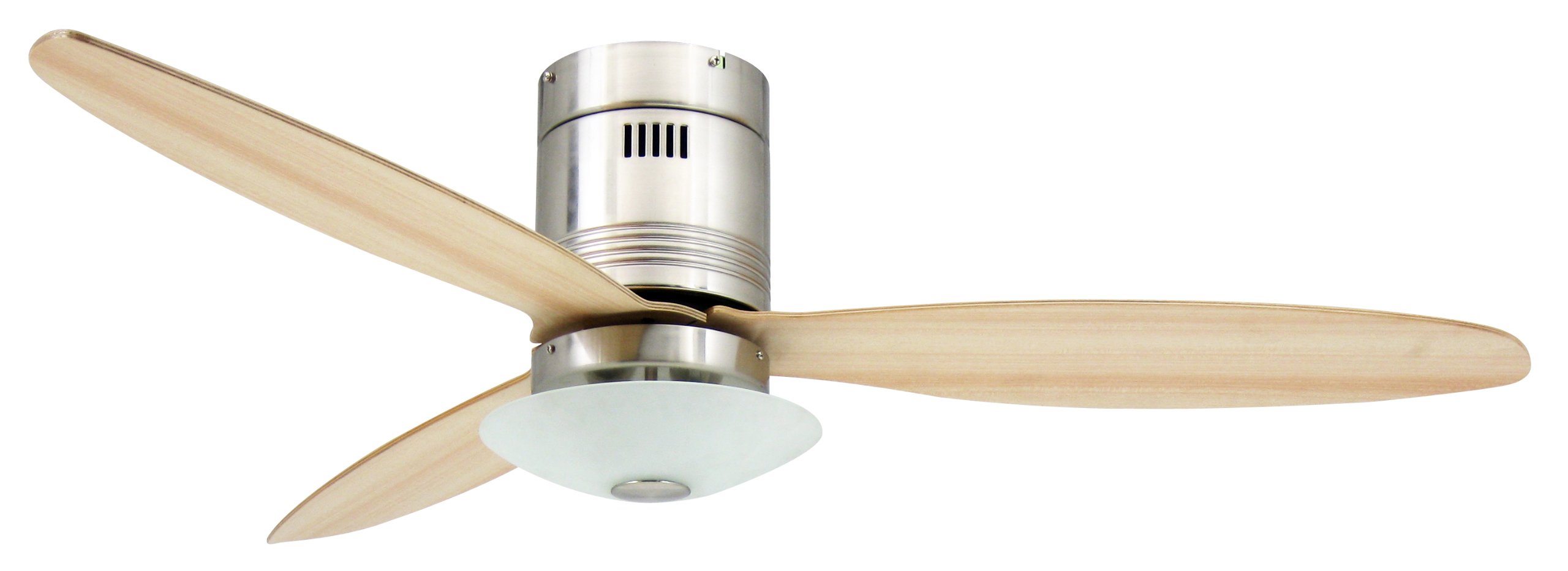 Ceiling Fan Aero Satin Nickel 52 inch with Light and Remote Control Blade Colour Maple