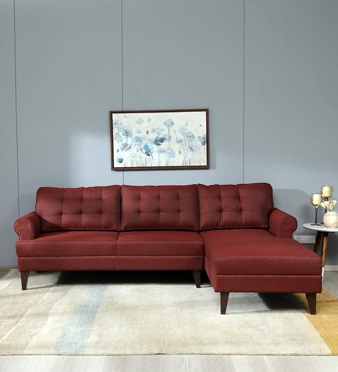 CasaCraft by Pepperfry Serena 3 Seater LHS Sofa in Red Colour Amazon.in Furniture