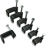 On1shelf Black Flat Cable Clips with Fixing Nail 10mm 50 Pieces view 2