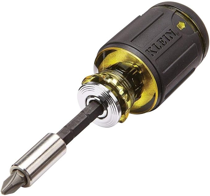 Klein Tools 32308 Multibit Stubby Screwdriver, Impact Rated 8in1
