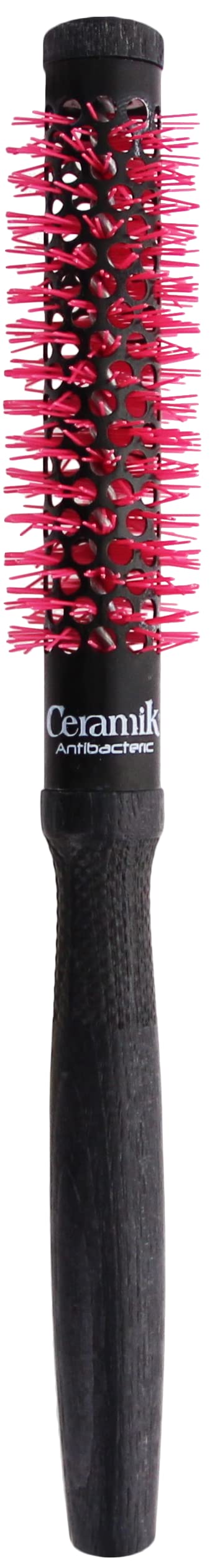 TEK – Ceramik Oxy Professional Round Brush with Oxygen-Treated Ceramic Barrel and Wooden Handle – Ideal for Styling Short Hair – 18 mm Diameter – For Salon Professionals