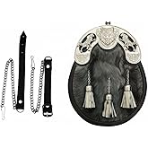 THE KILTS SHOP Scottish Original Wolf Sporran with Leather Belt & Chain - Wolf Sporran - Antique Dress Sporan