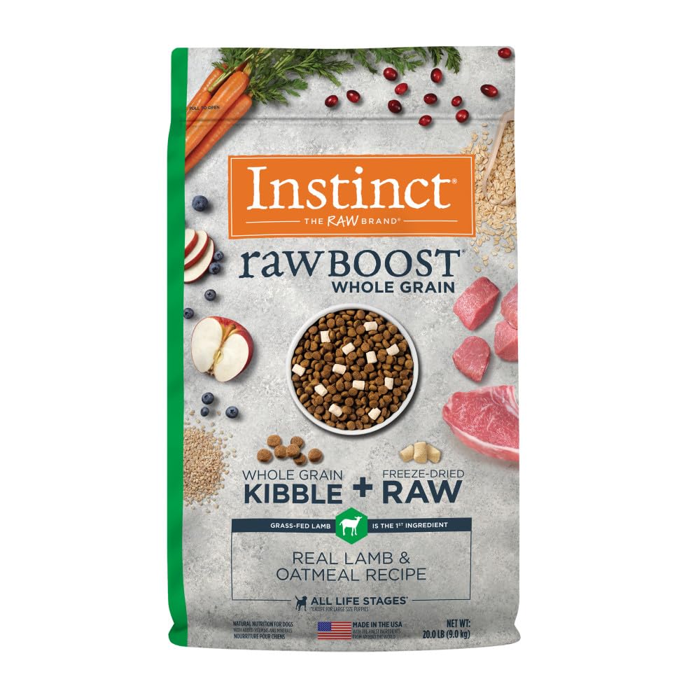 Instinct Raw Boost, Natural Dry Dog Food with Freeze Dried Pieces, High Protein, Whole Grain Recipe - Real Lamb & Oatmeal, 20 lb. Bag Image