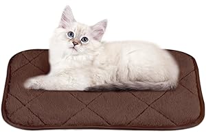 NWK Fluffy Self Warming Cat Mat, Cat Blanket, Thermal Dog Mat, Washable, Non-Slip Bottom for Sofa & Crate & Kennel & Car Seat (Coffee Brown, Small (20'' X 16'' X 0.4''))