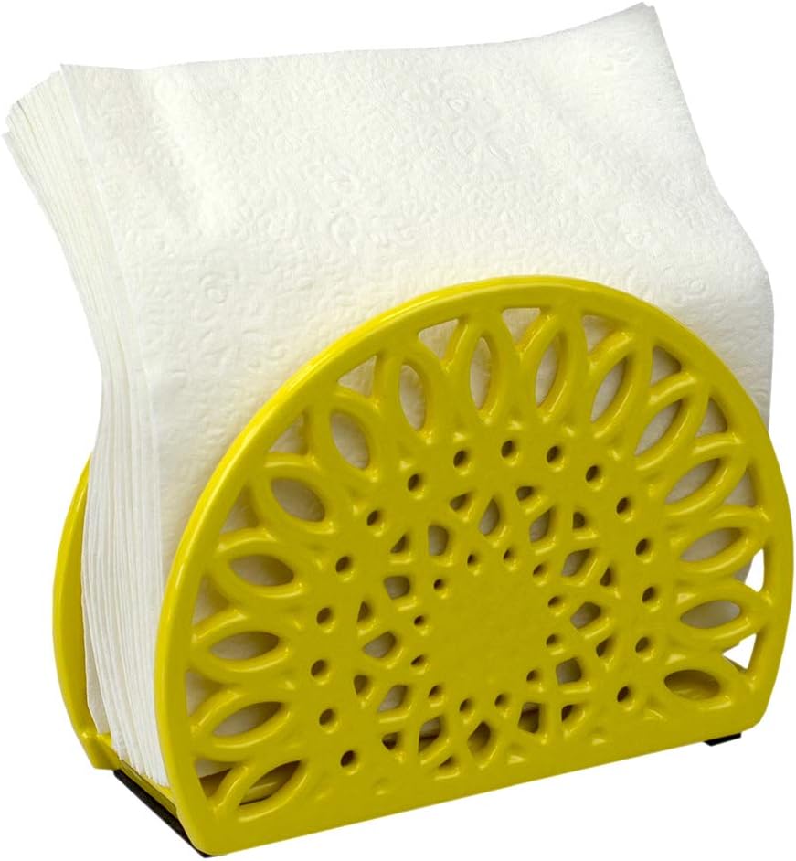 Home Basics Sunflower Collection Cast Iron Napkin Holder for Kitchen Countertop | Dinner Table | Indoor & Outdoor Use | Storage and Organization, Yellow: Kitchen & Dining