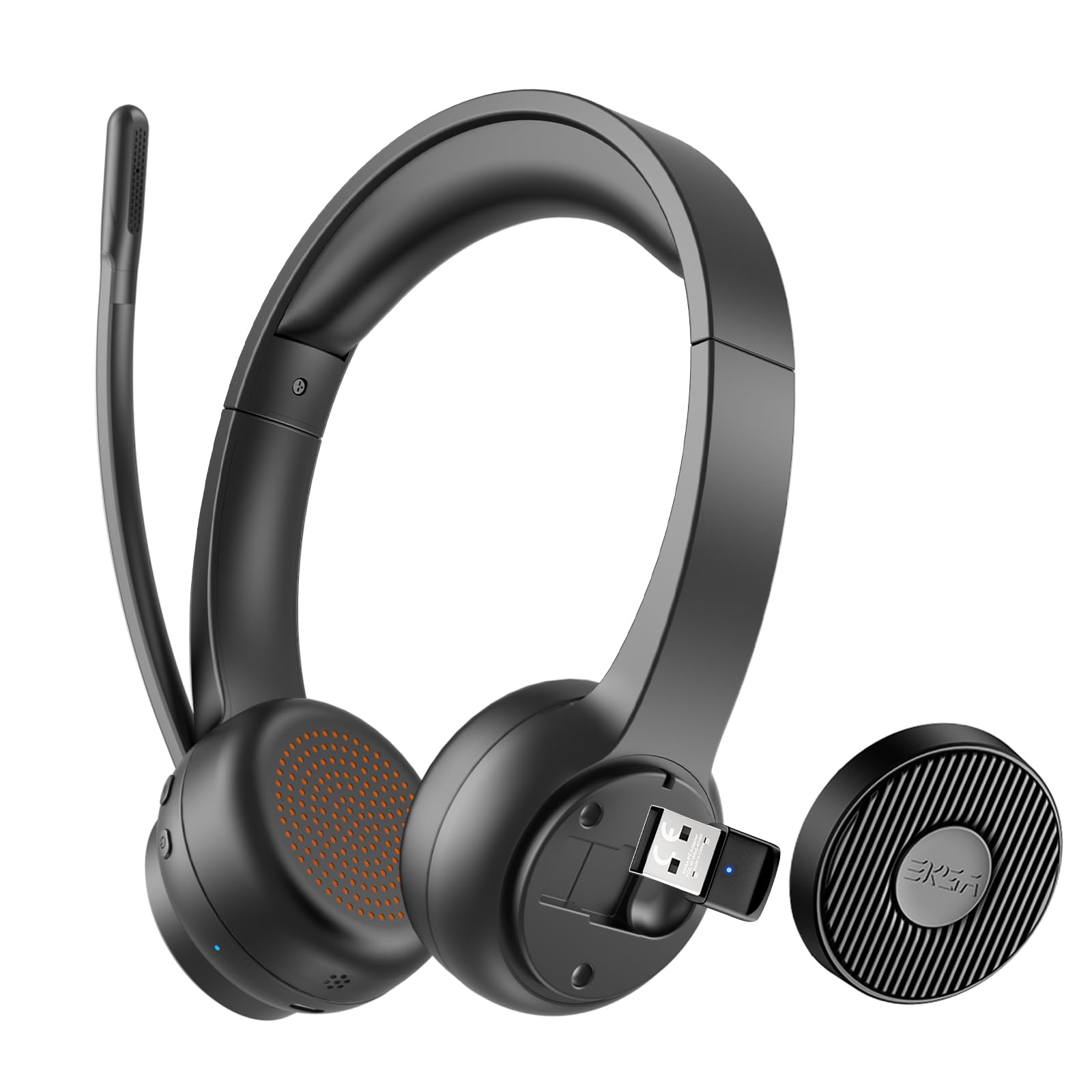 EKSA H16 Bluetooth HeadSet V5.2, Wireless Headset with Microphone Noise Canceling & USB Dongle, 55Hrs Playtime, Mic Mute, for Office/Call Center/Zoom/Teams