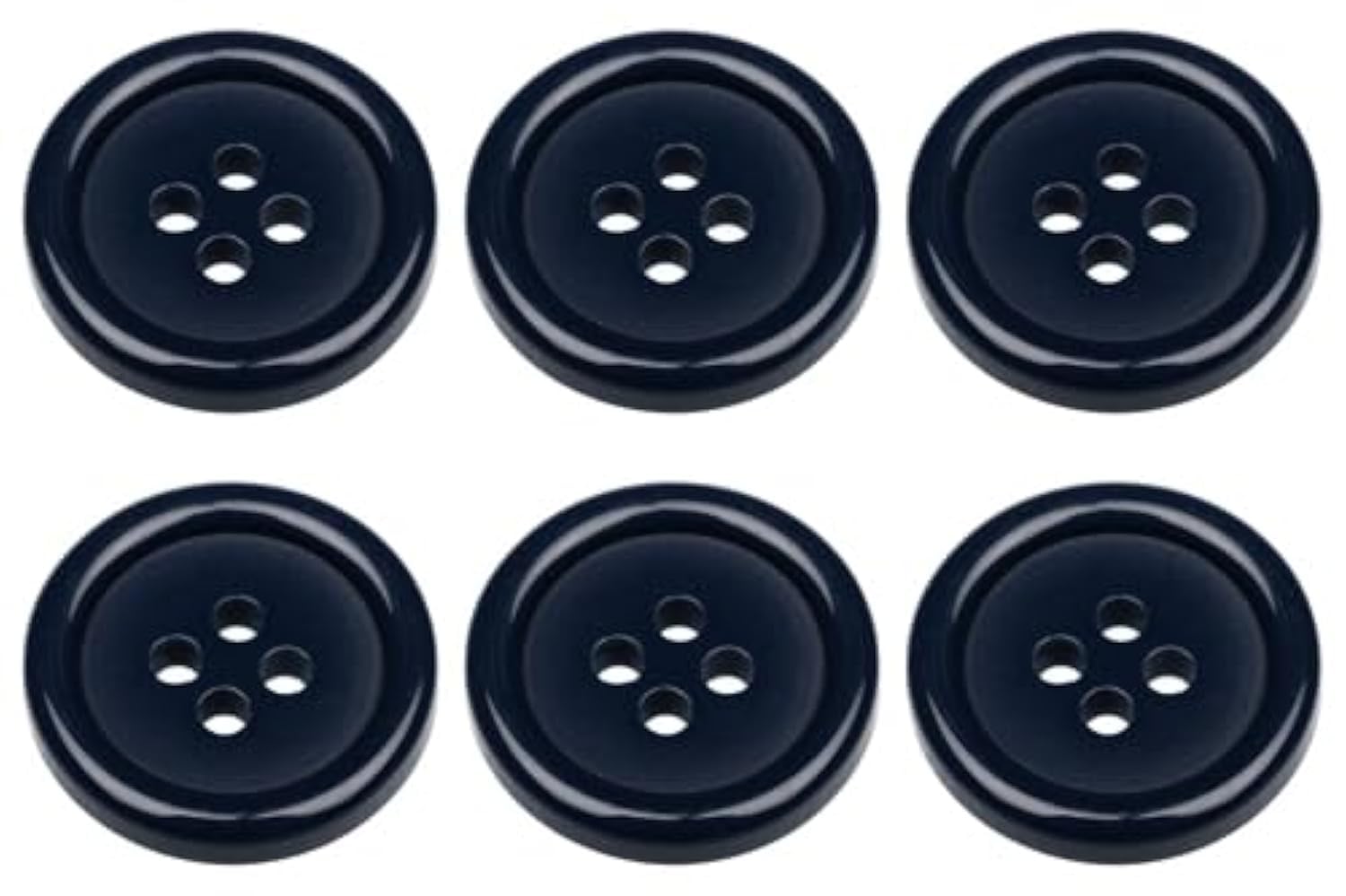 Pack of 6 Dark Blue Sew on 18mm Round Buttons Flat 4 Holes 28L 28 Ligne