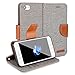 GMYLE iPhone 7 Case Magnetic Wallet, iPhone 8 Wallet Case, PU Leather Folio with Kickstand Flip Cover Protective Card Slot Holder Canvas Fabric for Apple iPhone 7 & 8 - Aluminium Grey & Brown